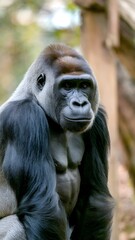 Obraz premium Gorilla in a Natural Habitat Highlighting Its Muscular Build