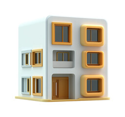 House: Modern Architecture with Square Windows and Rounded Edges PNG on Transparent Background