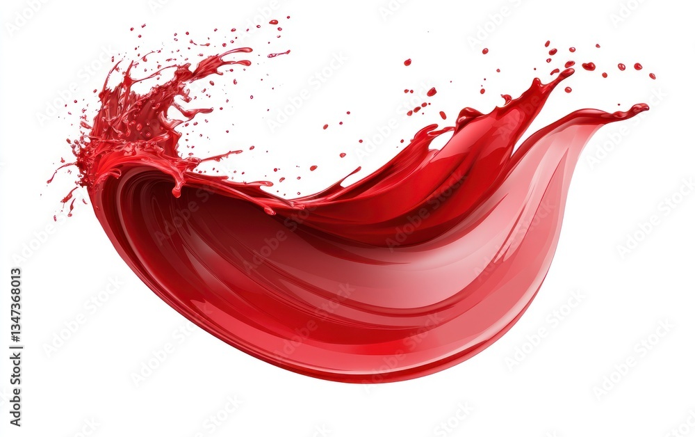 Aufkleber red paint splashing and swirling abstractly on white background for artistic use