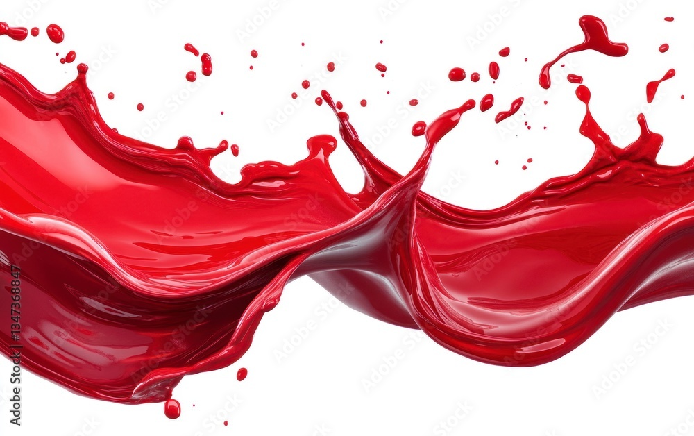 Poster red paint splashing with dynamic motion isolated on white background