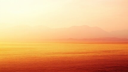 Fototapeta premium Golden Landscape: A Tranquil Desert Horizon with Gentle Mountains and Soft Sunrise Colors