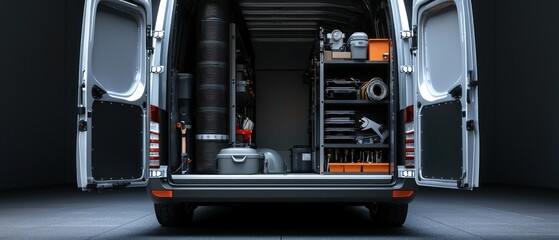 Vans Interior Equipped for Service with Tools and Supplies