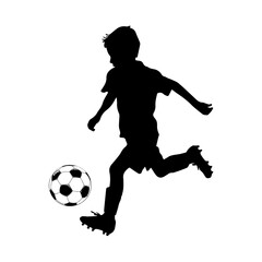 boy playing football with a ball