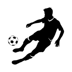 Football player, kicking ball soccer, abstract isolated vector silhouette