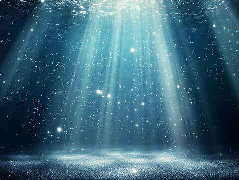 Underwater Light Beam Radiating Sparkle.