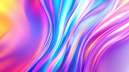 Obraz premium Abstract Neon Lights Flowing Design - Mesmerizing abstract artwork featuring vibrant neon colors, flowing lines, dynamic energy, and iridescent textures. Symbolizes fluidity, energy, movement