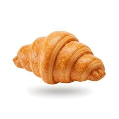 Golden flaky croissant isolated on white background