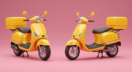 Obraz premium Two Yellow Delivery Scooters