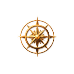 Compass gold metal icon on white background. Generative AI
