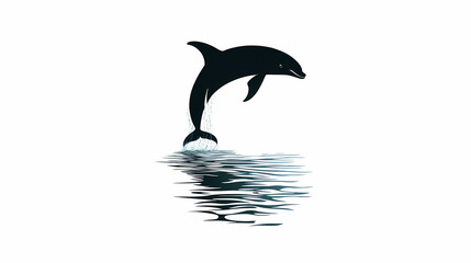 Obraz premium Dolphin's leap over the water: This image captures the majestic sight of a dolphin leaping gracefully, its silhouette contrasting against the reflection in water.
