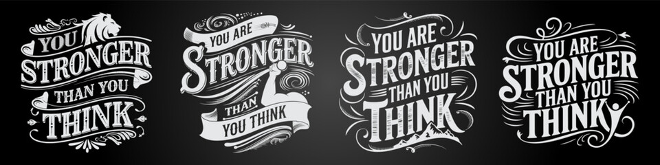Inner Strength with Chalkboard Motivation and Bold Typography Designs for Success