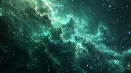 Obraz premium Green nebula space background