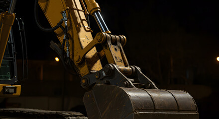Excavator Bucket Closeup, Construction Machinery, Heavy Equipment, Generative AI image