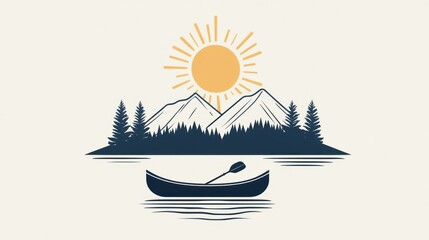 Serene mountain lake scene with canoe (2)