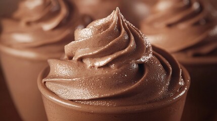Delicious chocolate desserts served in elegant glasses on a dark background