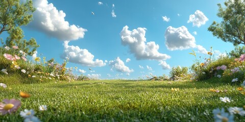 Fototapeta premium Grass field valley banner 