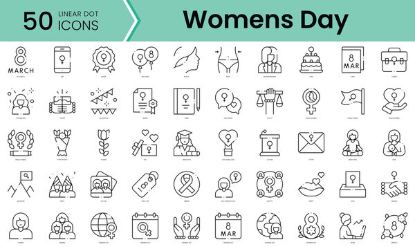 Set of womens day icons. Line art style icons bundle. vector illustration