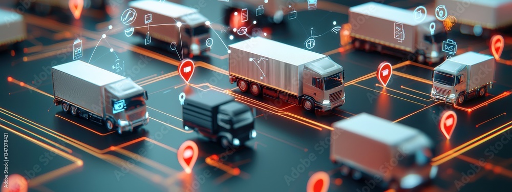 Poster smooth digital pathways connecting logistic points with sleek icons