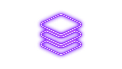 Neon symbol layer groupicon purple color glow with transparent background