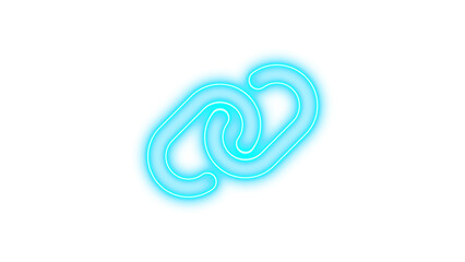 Neon symbol link icon cyan color glow with transparent background