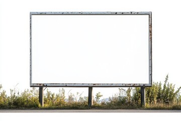 Large poster frame with empty screen isolated on white background for modern design and branding mockup projects