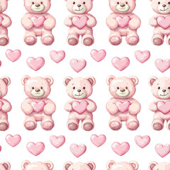 Obraz premium seamless pattern of cute adorable teddy bears on white background