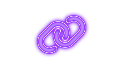 Neon symbol link icon purple color glow with transparent background