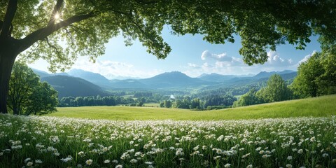 Fototapeta premium Grass field valley banner 