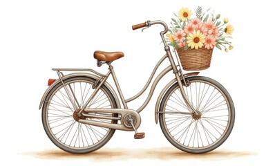 Vintage bicycle with flower basket