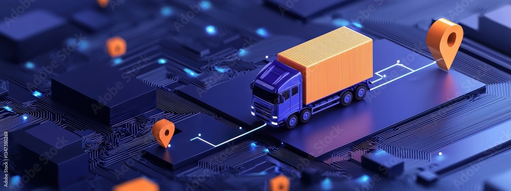 Poster smooth digital pathways connecting logistic points with sleek icons