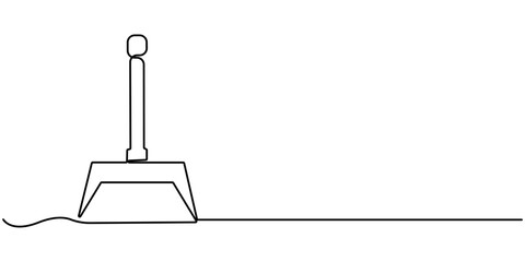 one line art dustpan vector illustration. line art, one continuous line, simple, hand drawn and sketch style. for icons, symbols, signs or logos, Cleaning dustpan and brush in continuous one line art.