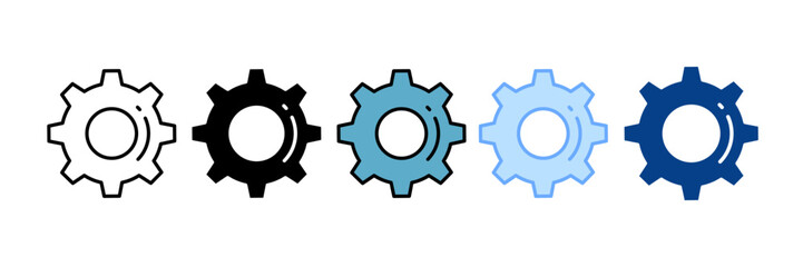 Gear  Icon Set Multiple Style Collection