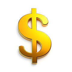 Obraz premium Dollar sign gold metal icon on white background. Generative AI