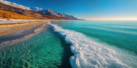 Frozen North Pole Coastline with Ice Formations and Arctic Waters Banner
