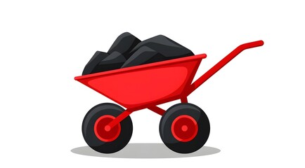 Red mine cart and coal