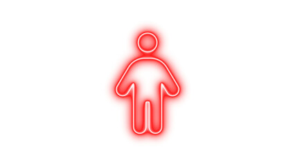Neon symbol person icon red color glow with transparent background