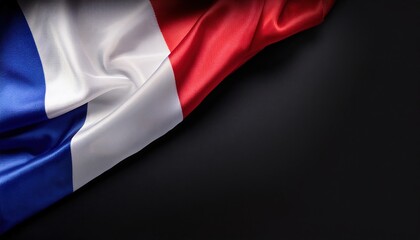 French national flag with blue, white, and red stripes on black background