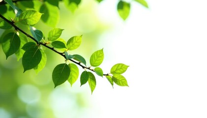 Obraz premium Small leafy branches against a bright white background, tree, airy