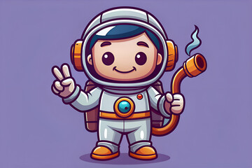 Fototapeta premium Adorable Astronaut Cartoon Character. Space Adventure Fun