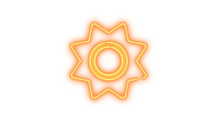 Neon symbol sun icon brown color glow with transparent background