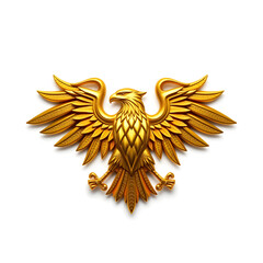 Obraz premium Eagle gold metal icon on white background. Generative AI