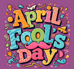 April fool's day card with colorful text 