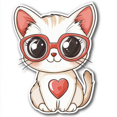 a cartoon sticker of a funny cat with 
 white background Generative ai,