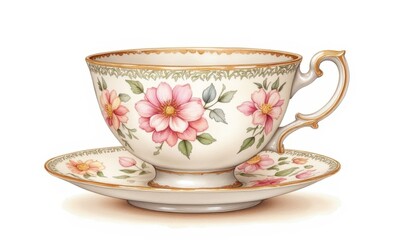 Elegant porcelain tea cup with flowers