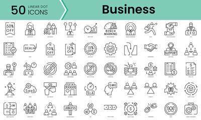Set of business icons. Line art style icons bundle. vector illustration