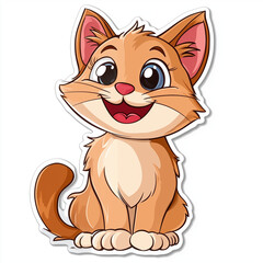 a cartoon sticker of a funny cat with 
 white background Generative ai,