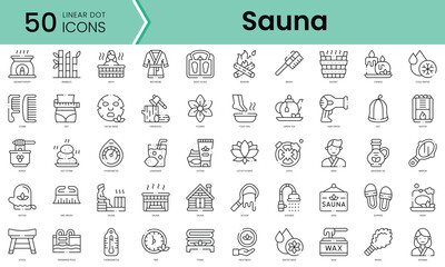 Set of sauna icons. Line art style icons bundle. vector illustration