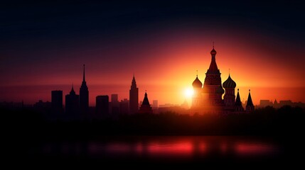 Naklejka premium Majestic Sunrise over Saint Basil's Cathedral, Moscow