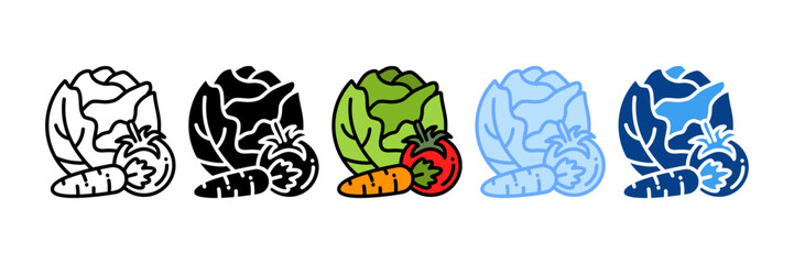 Vegetables  Icon Set Multiple Style Collection