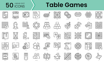 Set of table games icons. Line art style icons bundle. vector illustration